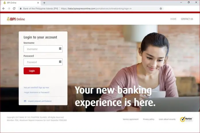 BPI Online Banking site