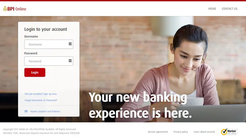 new BPI Online banking site