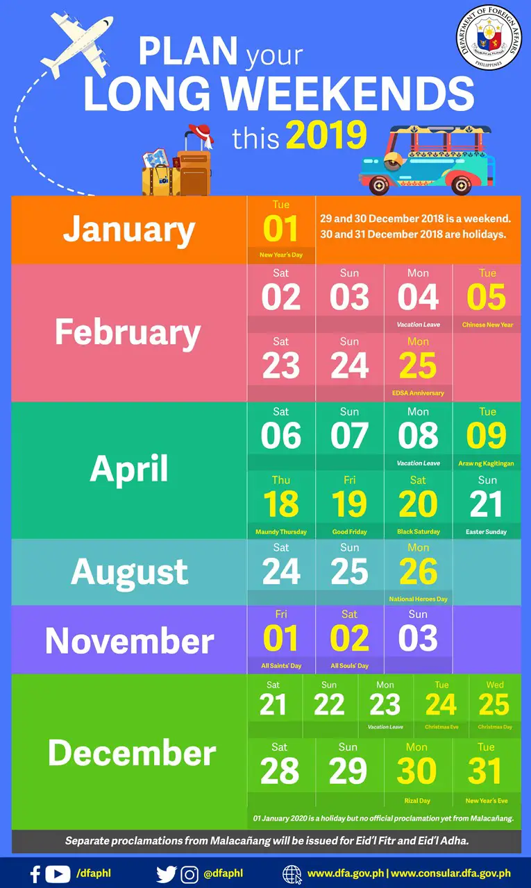 Philippine Official 2014 Calendar List Of Holidays And Long Weekends