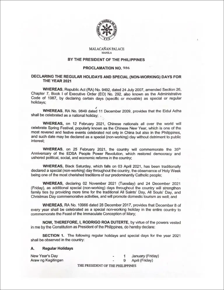 List of Public Holidays in the Philippines 2021 - Cebu 24|7
