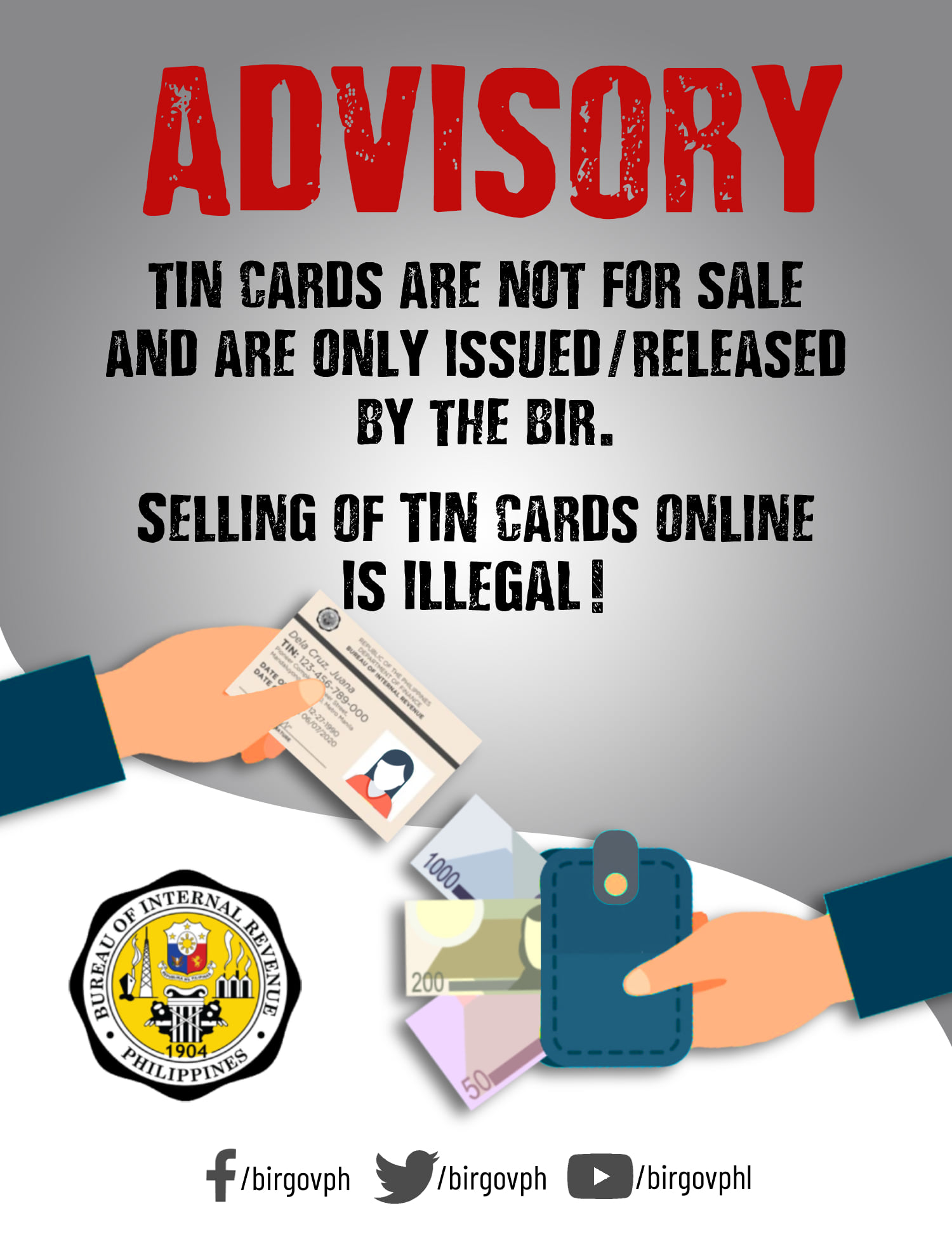 BIR Tin Cards not for sale