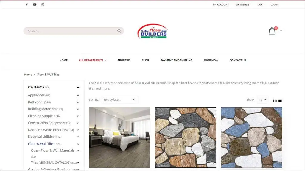 screenshot of cebu home builders shopping website