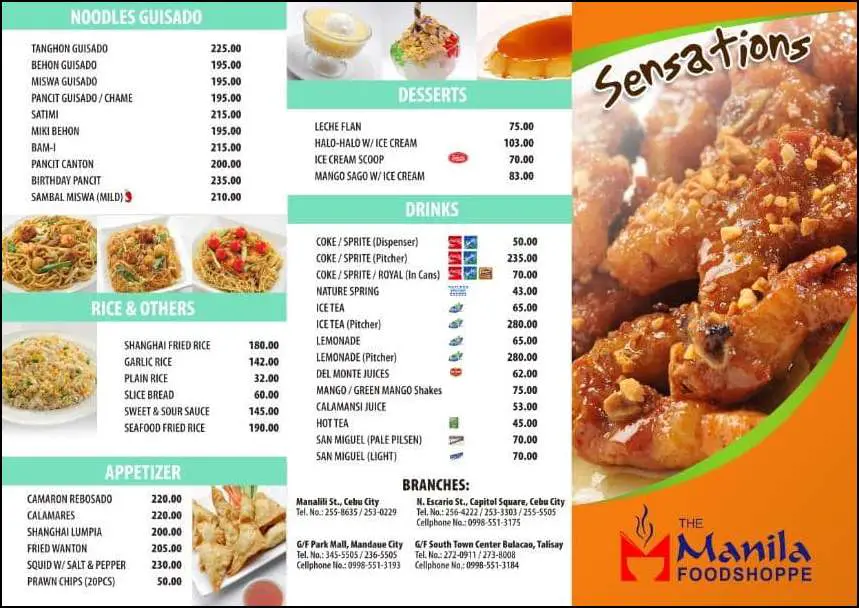 Manila Foodshoppe Menu