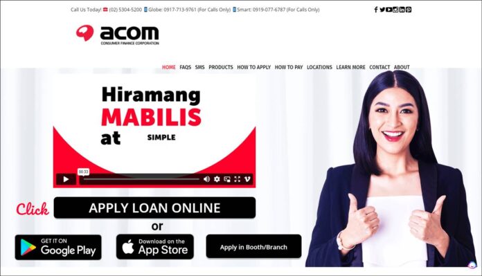 how to apply for ACOM cash loan online