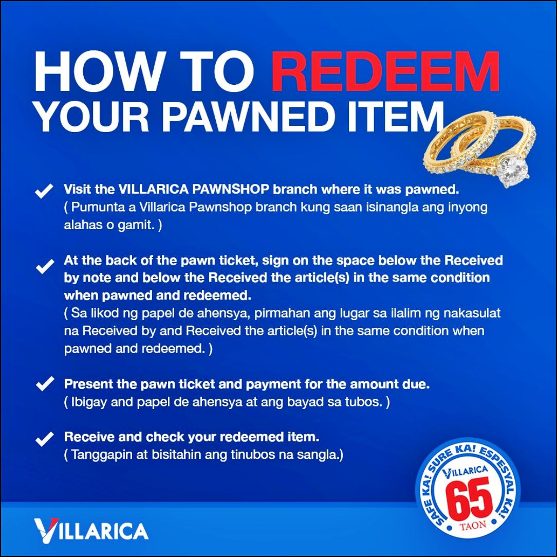 How to redeem your pawned items