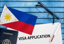 Visa application form and flag of Philippines