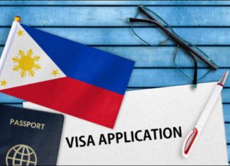 Visa application form and flag of Philippines